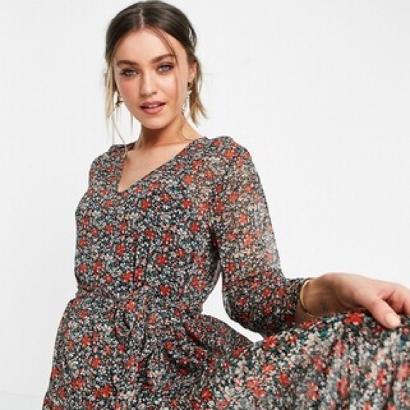 ASOS never worn JDY floral midi dress with high low hem - Picture 2 of 4